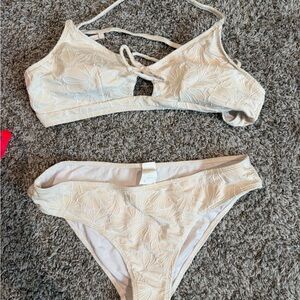 Cream Textured Bikini Set